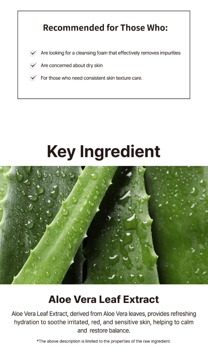 FRAMSTAY Aloe Pure Cleansing Foam 180ml Health & Beauty oceanbuy beauty markham toronto free ship USA asian korean skincare