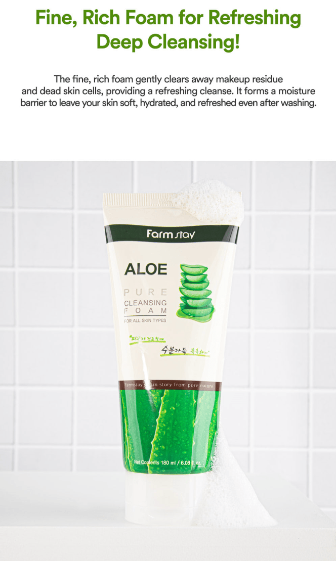 FRAMSTAY Aloe Pure Cleansing Foam 180ml Health & Beauty oceanbuy beauty markham toronto free ship USA asian korean skincare