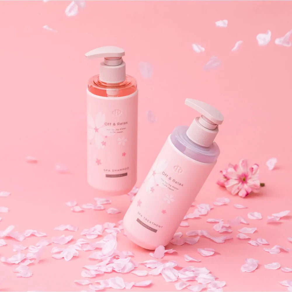 OFF & RELAX Hot Spring Water Spa Hair Care Set Limited Edition 260ml*2 - Sakura Hair Care oceanbuy beauty markham toronto free ship USA asian korean skincare