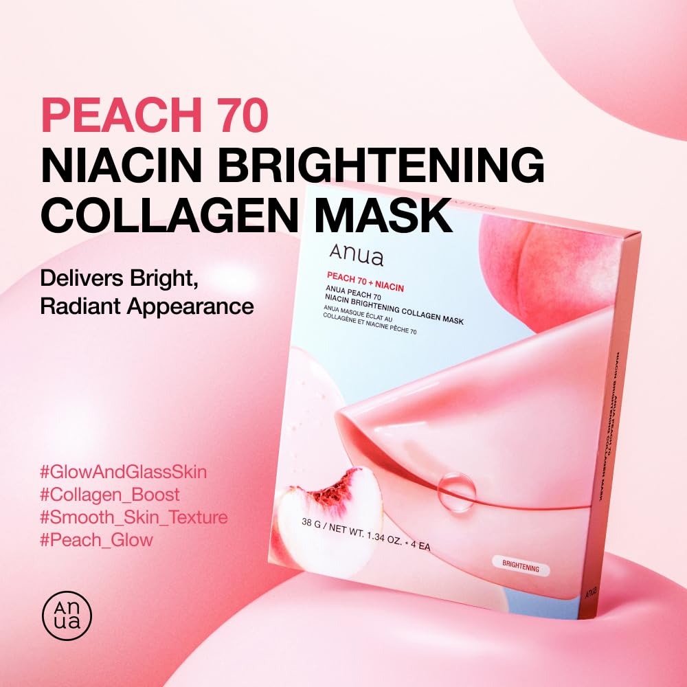 ANUA Peach 70 Niacin Brightening Collagen Mask 4Pcs Health & Beauty oceanbuy beauty markham toronto free ship USA asian korean skincare