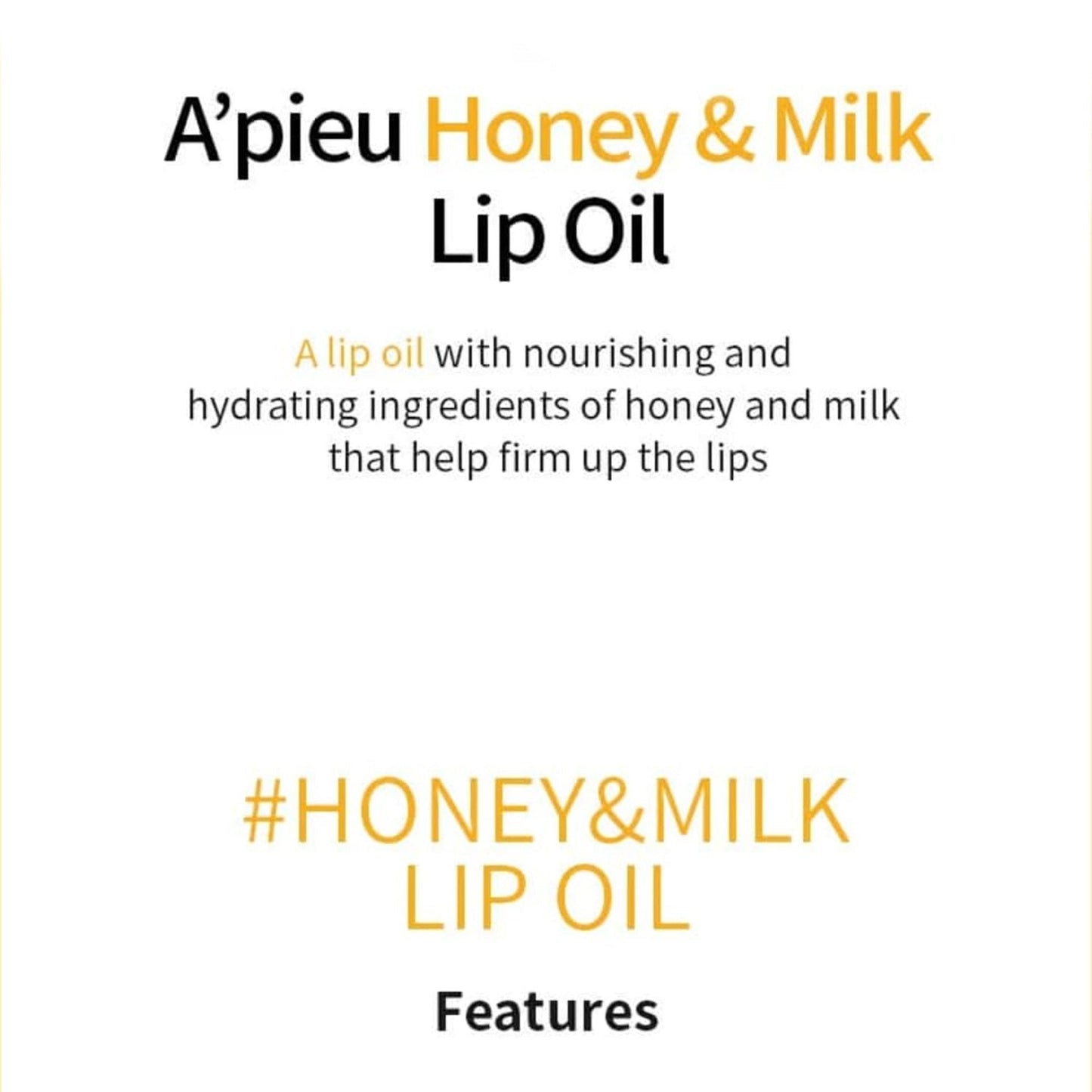 APIEU Honey & Milk Lip Oil 5g Health & Beauty oceanbuy.ca markham toronto free ship USA asian korean skincare