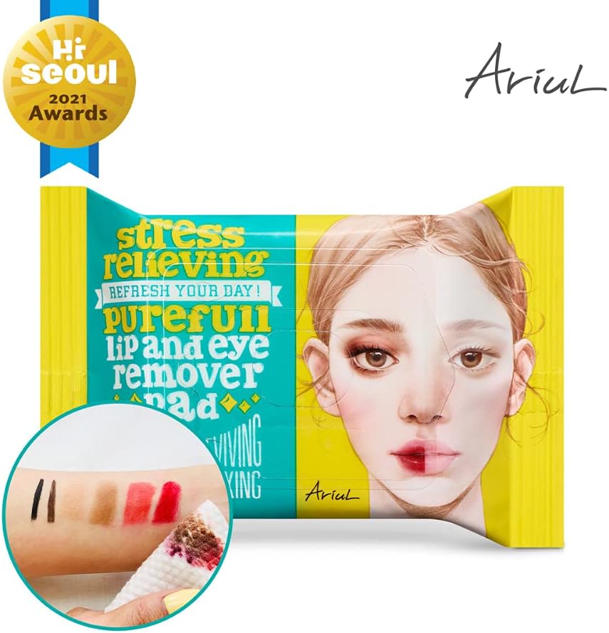 ARIUL Stress Relieving Lip & Eye Remover Pad 30 Pads Health & Beauty oceanbuy.ca markham toronto free ship USA asian korean skincare