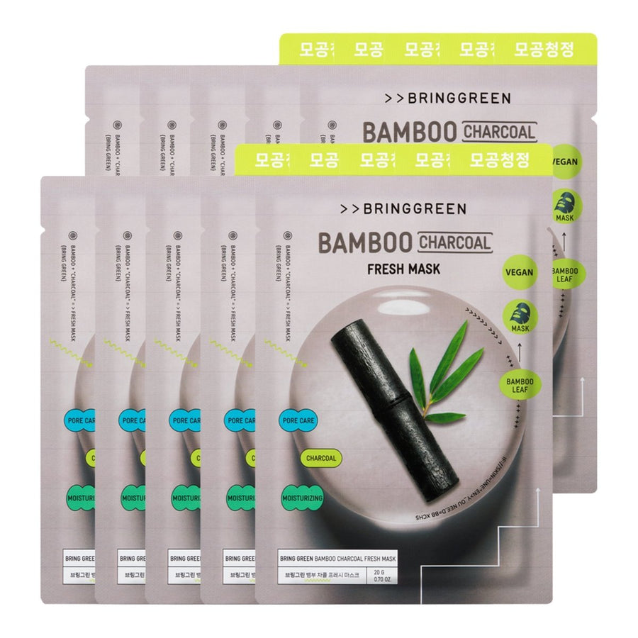 BRING GREEN Bamboo Charcoal Fresh Mask 10Pcs Health & Beauty oceanbuy beauty markham toronto free ship USA asian korean skincare
