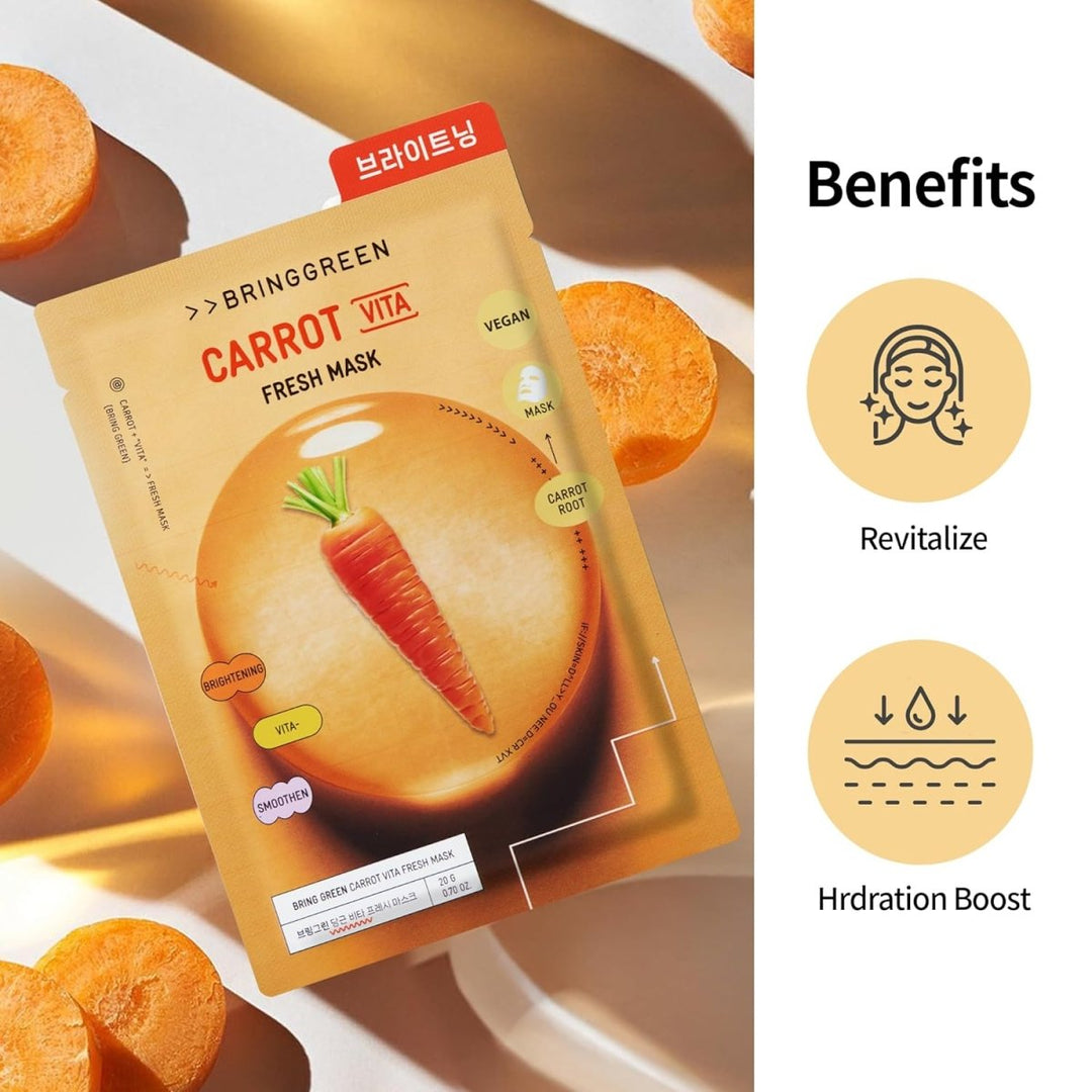 BRING GREEN Carrot Vita Fresh Mask 10Pcs Health & Beauty oceanbuy beauty markham toronto free ship USA asian korean skincare