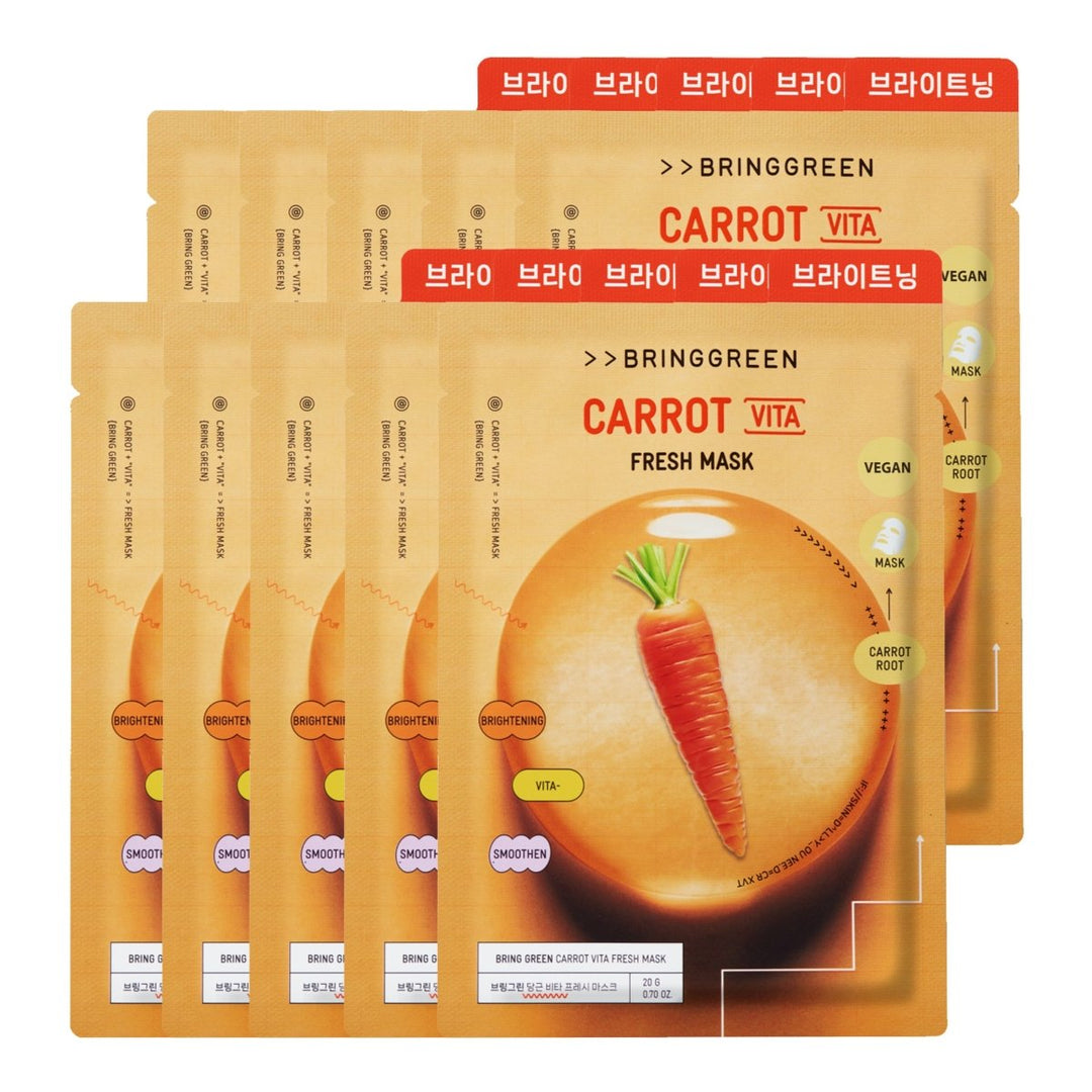 BRING GREEN Carrot Vita Fresh Mask 10Pcs Health & Beauty oceanbuy beauty markham toronto free ship USA asian korean skincare