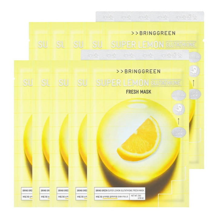 BRING GREEN Super Lemon Glutathione Fresh Mask 10Pcs Health & Beauty oceanbuy beauty markham toronto free ship USA asian korean skincare