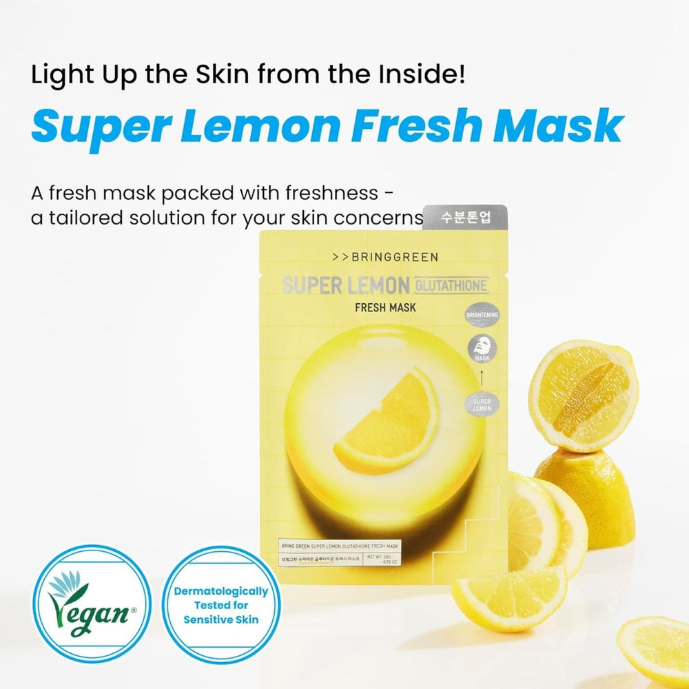 BRING GREEN Super Lemon Glutathione Fresh Mask 10Pcs Health & Beauty oceanbuy beauty markham toronto free ship USA asian korean skincare