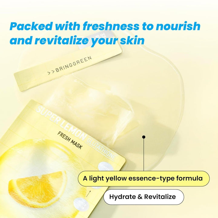 BRING GREEN Super Lemon Glutathione Fresh Mask 10Pcs Health & Beauty oceanbuy beauty markham toronto free ship USA asian korean skincare
