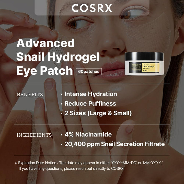 COSRX Advanced Snail Hydrogel Eye Patch 60 Patches Health & Beauty oceanbuy beauty markham toronto free ship USA asian korean skincare