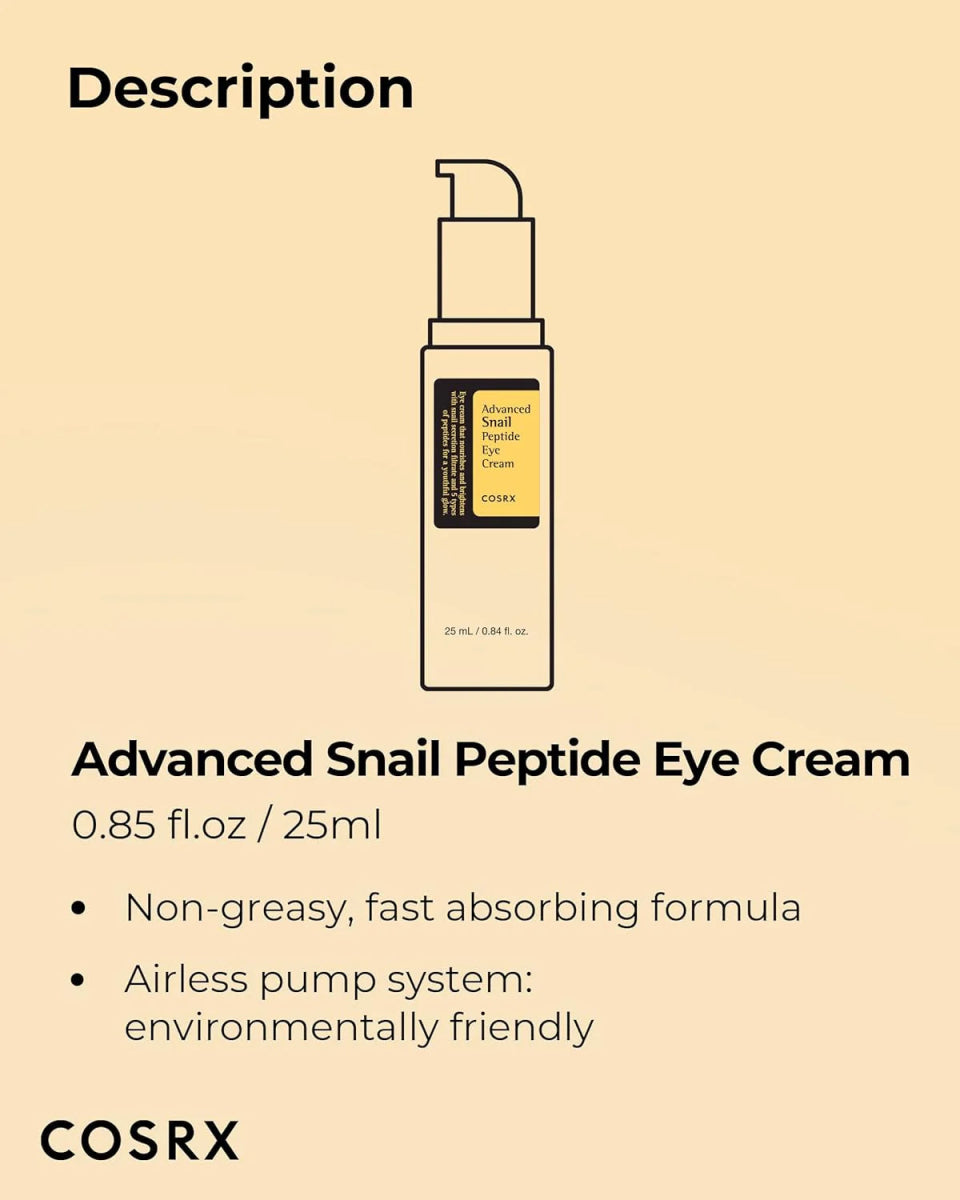 COSRX Advanced Snail Peptide Eye Cream 25ml Health & Beauty oceanbuy beauty markham toronto free ship USA asian korean skincare