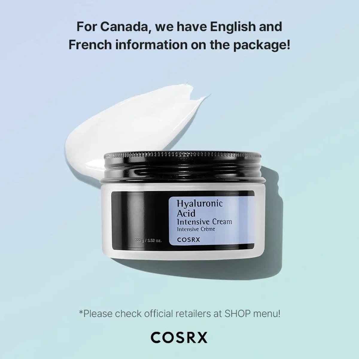 COSRX Hyaluronic Acid Intensive Cream 100g oceanbuy.ca markham toronto free ship USA asian korean skincare