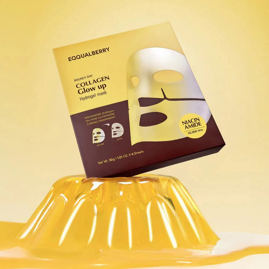 EQQUALBERRY Collagen Glow Up Hydrogel Mask 4pcs Sheet Mask 1