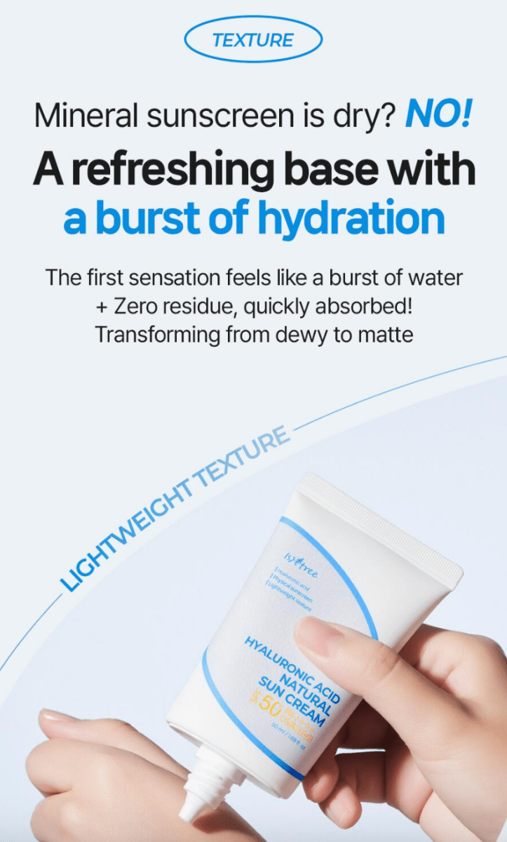 ISNTREE Hyaluronic Acid Natural Sunscreen SPF50+ PA++++ 50ml (NPN 80121023) Health & Beauty Kbeauty markham toronto free ship USA asian korean