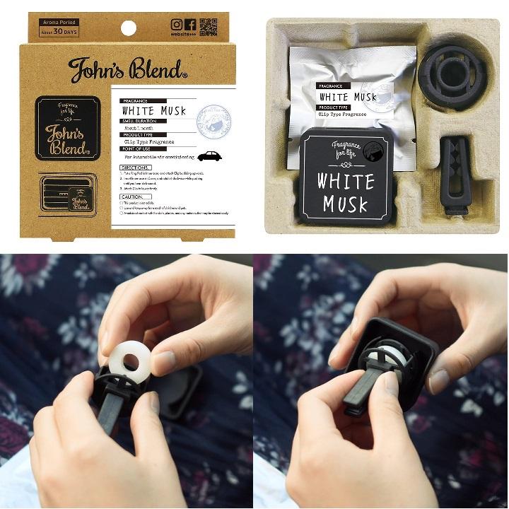 JOHN'S BLEND Clip - on Car Air Freshener - White Musk Vehicles & Parts oceanbuy.ca markham toronto free ship USA asian korean skincare