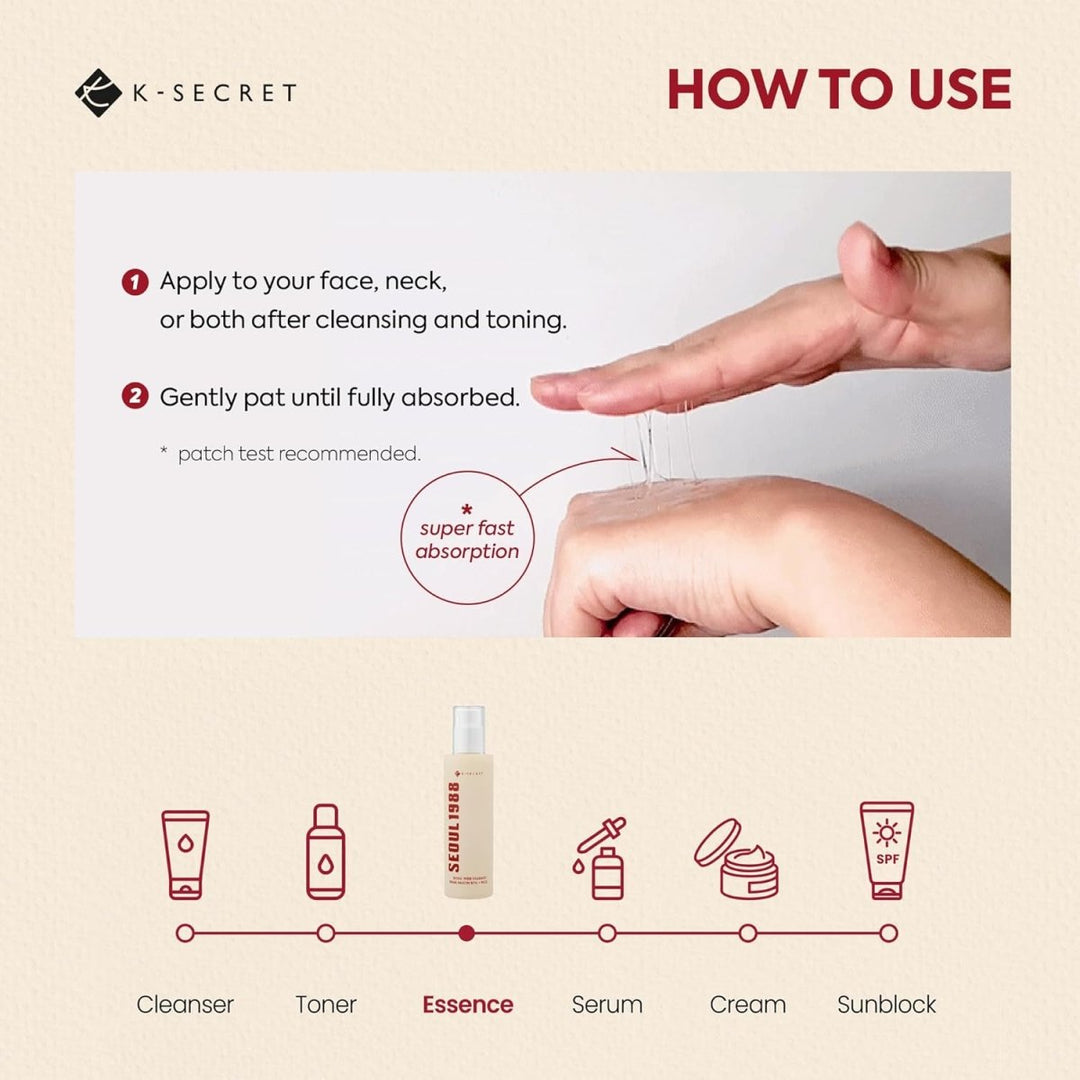 K - SECRET Seoul 1988 Essence: Snail Mucin 97% + Rice 100ml Health & Beauty