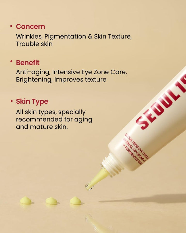 KSECRET Seoul 1988 Eye Cream: Retinal Liposome 4% + Fermented Bean Health & Beauty