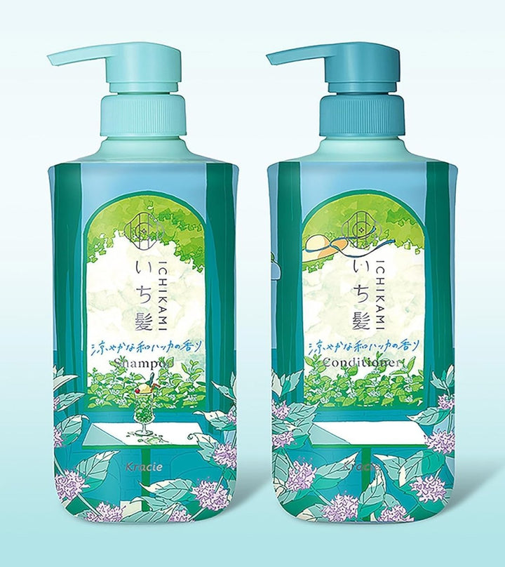 KRACIE ICHIKAMI Hair Care Set Limited Edition 480ml*2 - Cool Japanese Peppermint Scent Hair Care