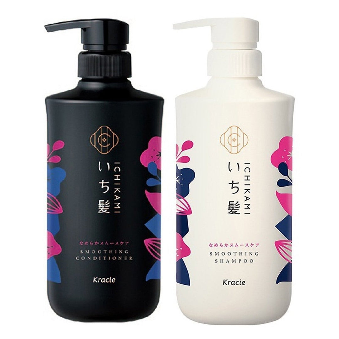 KRACIE ICHIKAMI Nameraka Smooth & Sleek Hair Care Set 480ml*2 Hair Care