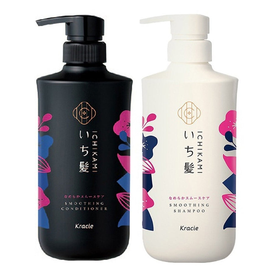 KRACIE ICHIKAMI Nameraka Smooth & Sleek Hair Care Set 480ml*2 Hair Care