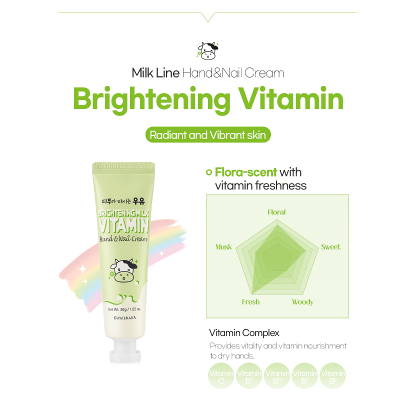 KWAILNARA Brightening Milk Vitamin Hand & Nail Cream 30g Hand Cream oceanbuy beauty markham toronto free ship USA asian korean skincare