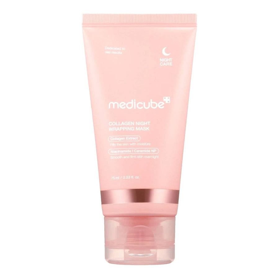 MEDICUBE Collagen Night Wrapping Mask 75ml — K-beauty firming sleeping mask with collagen complex to smooth fine lines and improve skin texture overnight.