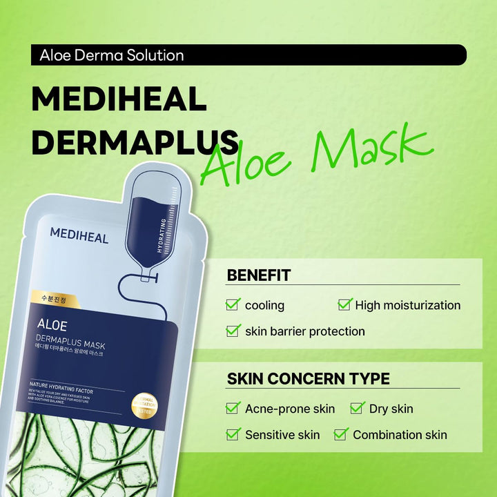 MEDIHEAL Dermaplus Mask 10Pcs - Aloe Health & Beauty oceanbuy beauty markham toronto free ship USA asian korean skincare