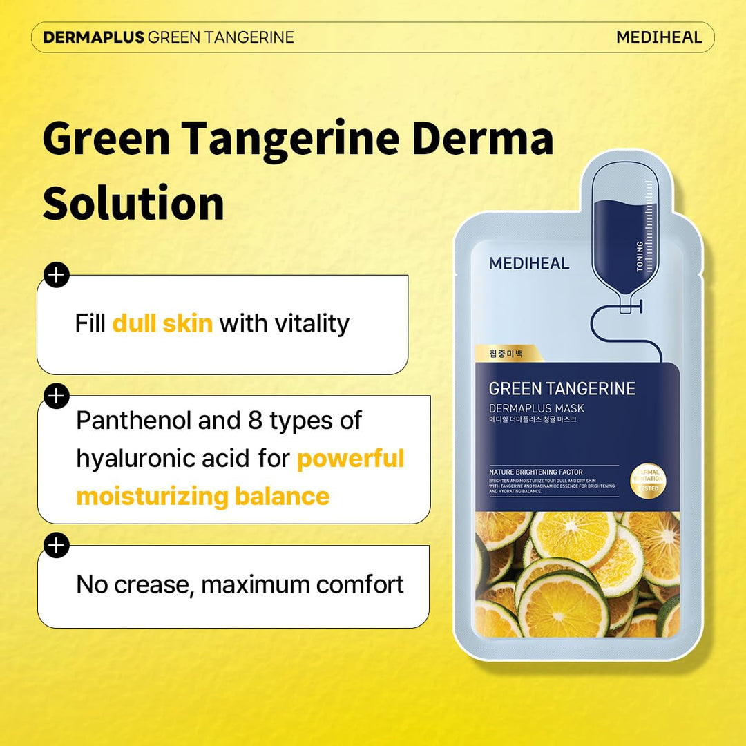 MEDIHEAL Dermaplus Mask 10Pcs - Green Tangerine Health & Beauty oceanbuy beauty markham toronto free ship USA asian korean skincare
