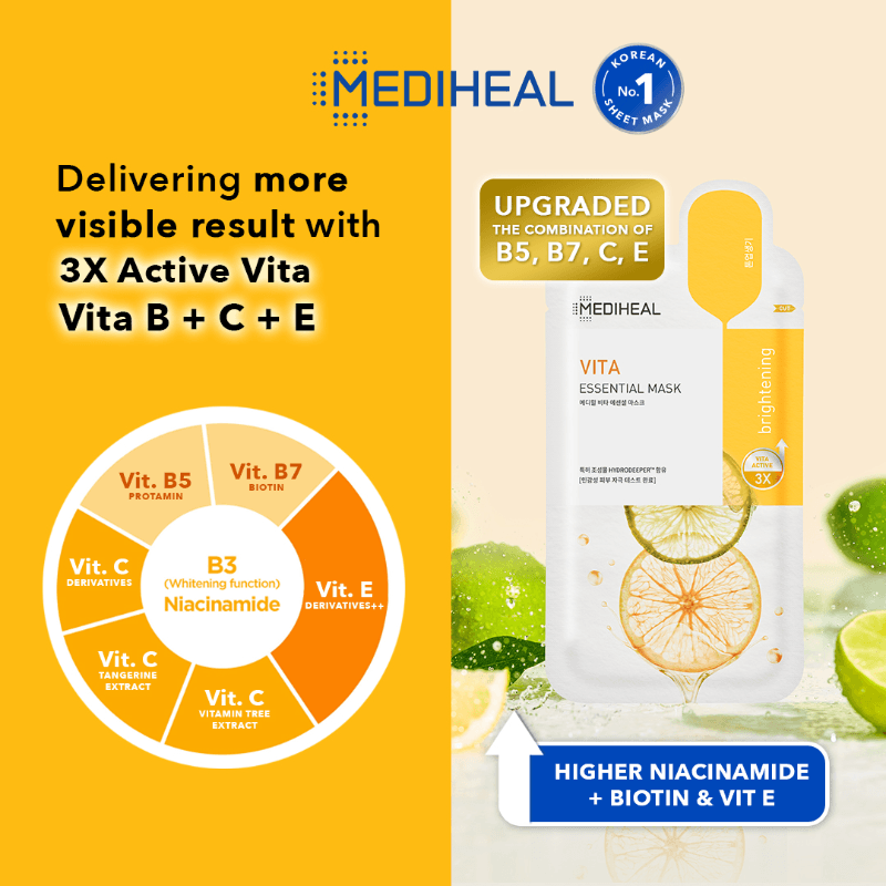 MEDIHEAL Vita Essential Mask 24ml*10Pcs Health & Beauty oceanbuy.ca markham toronto free ship USA asian korean skincare