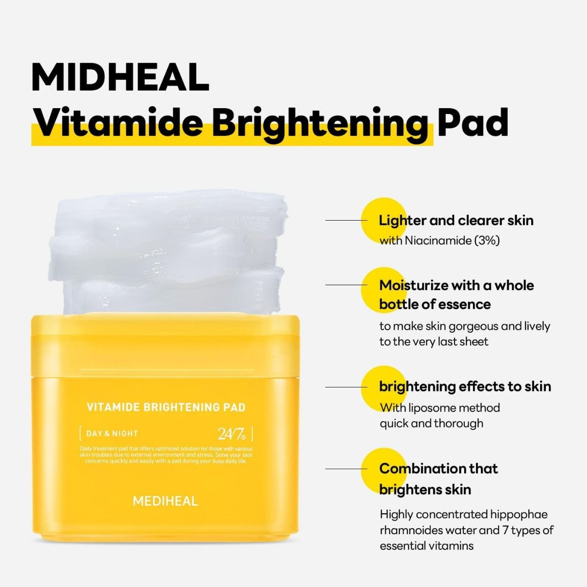 MEDIHEAL Vitamide Brightening Pad 100 Pads Health & Beauty oceanbuy.ca markham toronto free ship USA asian korean skincare