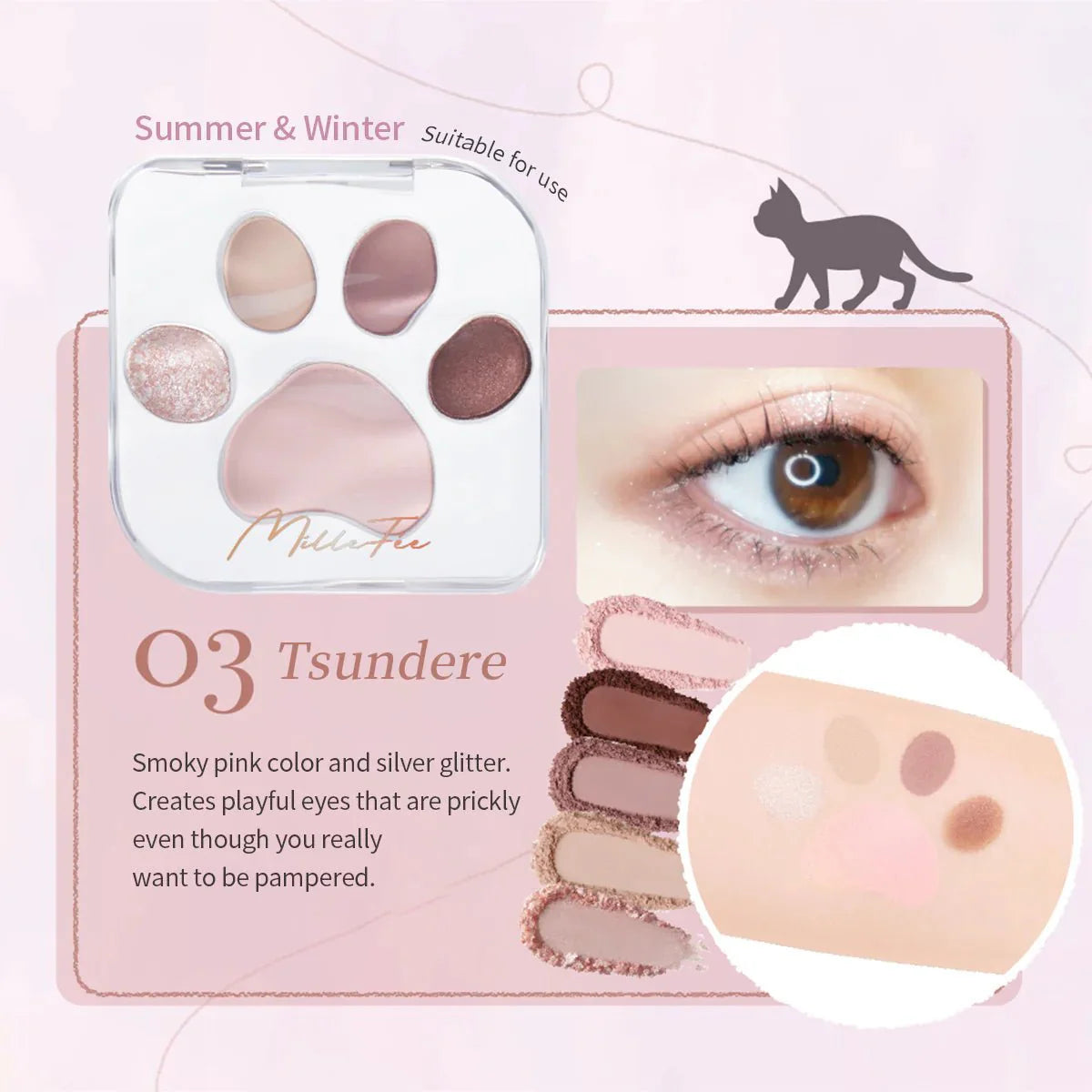 MILLEFEE Meow Paws Eyeshadow Palette - 03 Tsundere Health & Beauty oceanbuy beauty markham toronto free ship USA asian korean skincare