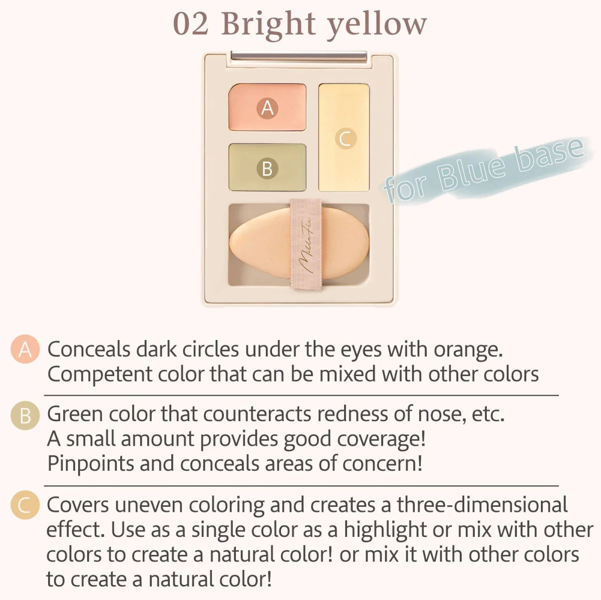 MILLEFEE Secret Concealer Palette - 02 Bright Yellow Health & Beauty oceanbuy beauty markham toronto free ship USA asian korean skincare