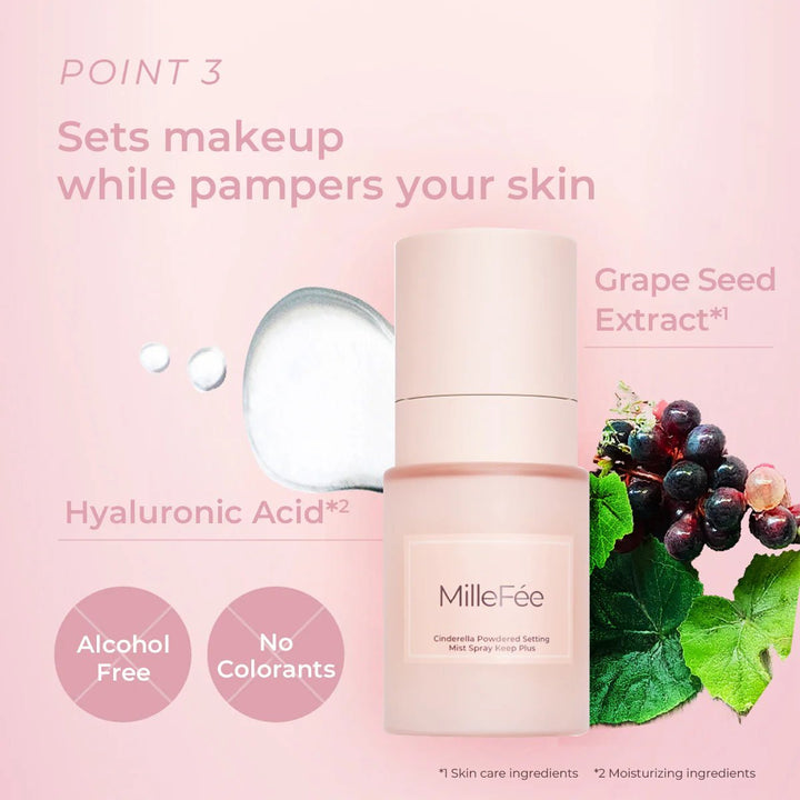 MILLEFEE Cinderella Powdered Setting Mist Spray 40ml Health & Beauty 6