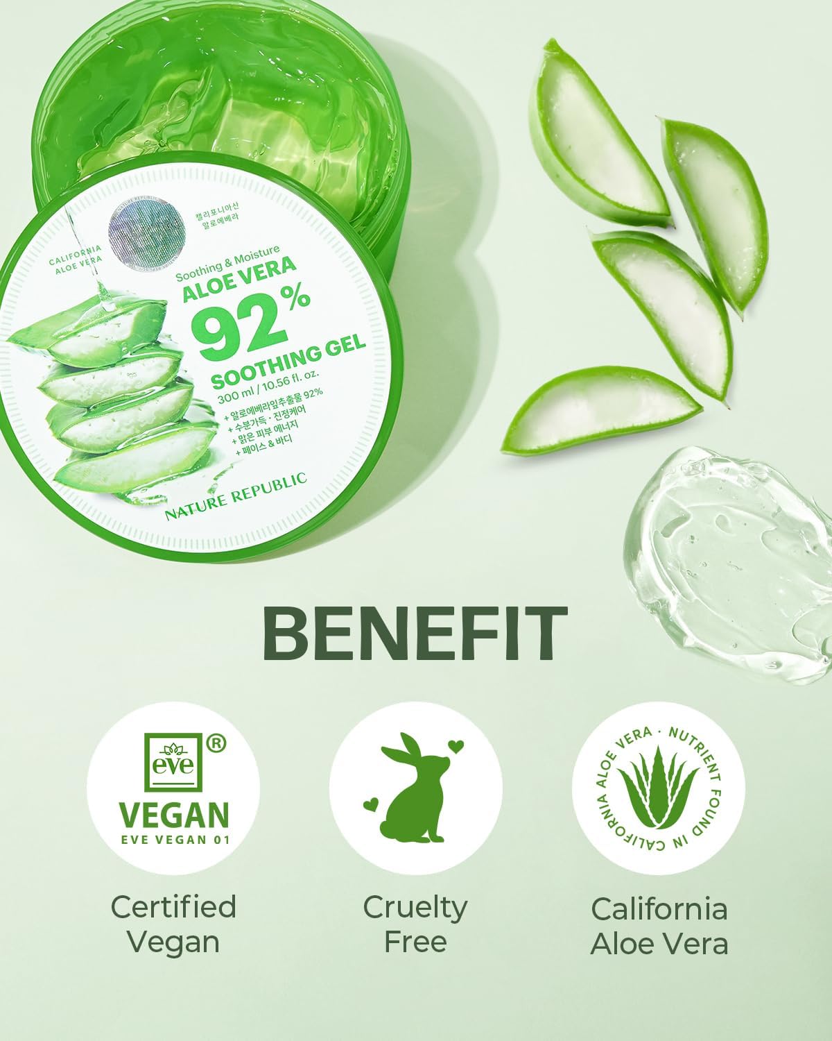 NATURE REPUBLIC Aloe Vera 92 - Percent Soothing Gel 300ml (NEW PACKAGE) Health & Beauty oceanbuy.ca markham toronto free ship USA asian korean skincare