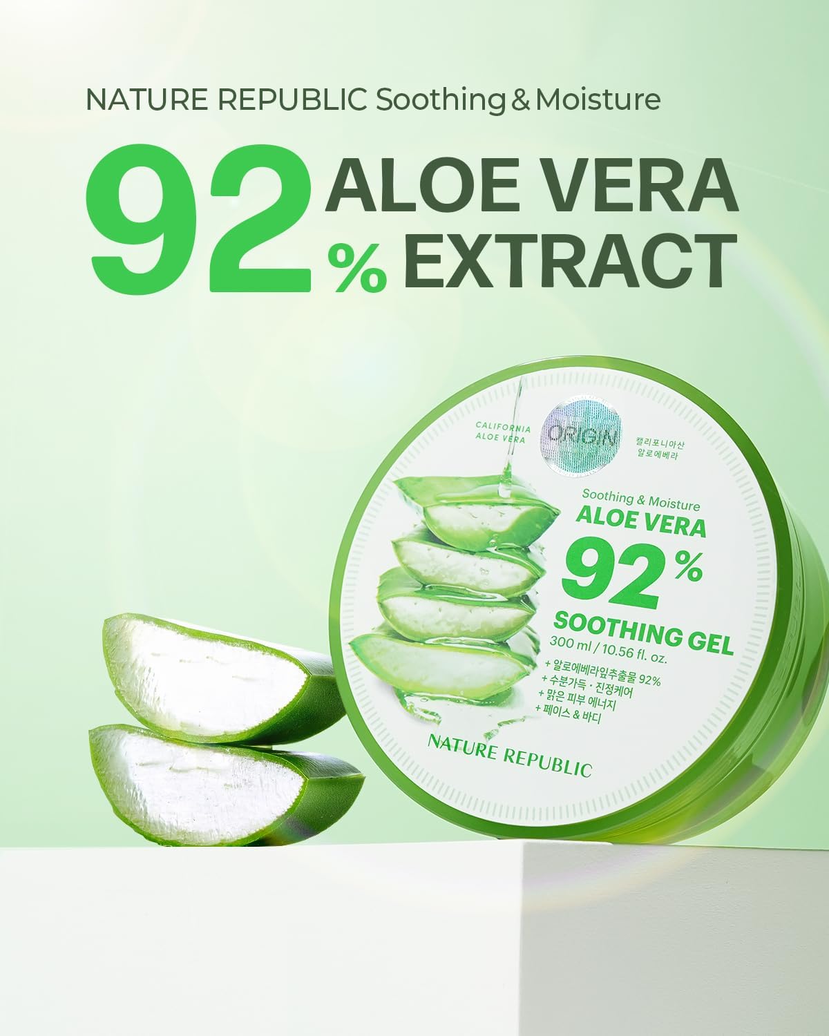 NATURE REPUBLIC Aloe Vera 92 - Percent Soothing Gel 300ml (NEW PACKAGE) Health & Beauty oceanbuy.ca markham toronto free ship USA asian korean skincare