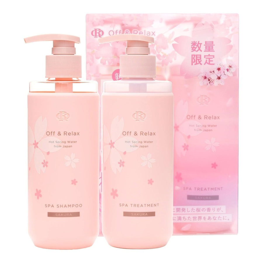 OFF & RELAX Hot Spring Water Spa Hair Care Set Limited Edition 260ml*2 - Sakura Hair Care oceanbuy beauty markham toronto free ship USA asian korean skincare