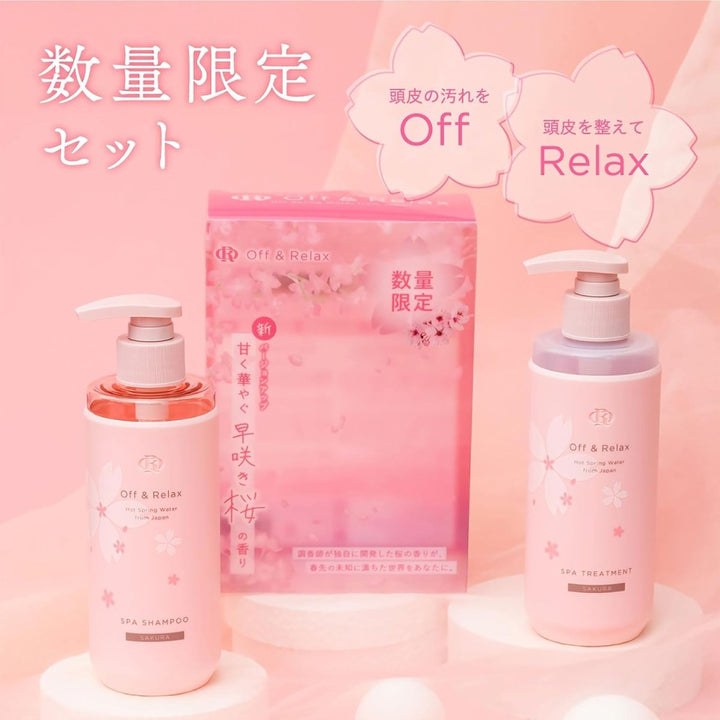 OFF & RELAX Hot Spring Water Spa Hair Care Set Limited Edition 260ml*2 - Sakura Hair Care oceanbuy beauty markham toronto free ship USA asian korean skincare