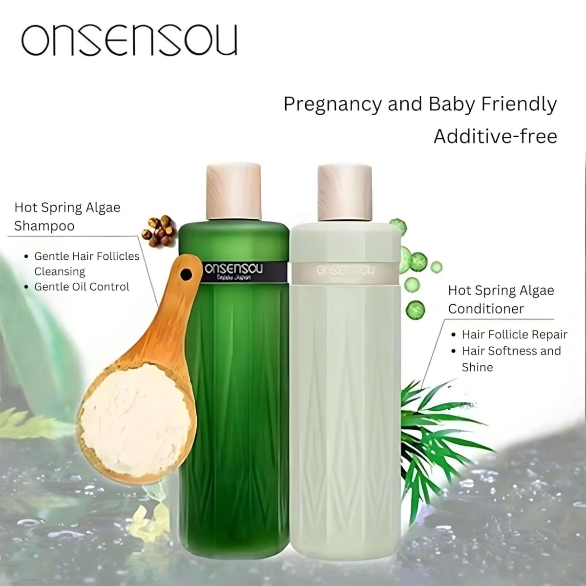 ONSENSOU Hot Spring Algae Essence Scalp Care Shampoo 300ml - Mint Hair Care oceanbuy beauty markham toronto free ship USA asian korean skincare