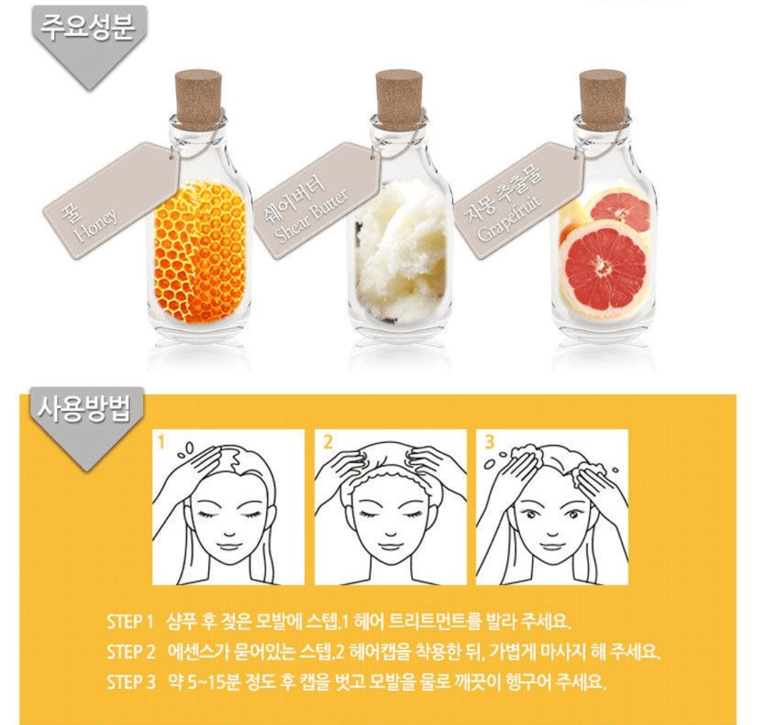 PUREDERM 2 - in - 1 Vital Radiance Hair Mask & Hair Cap 1Pcs - Honey Hair Care oceanbuy beauty markham toronto free ship USA asian korean skincare