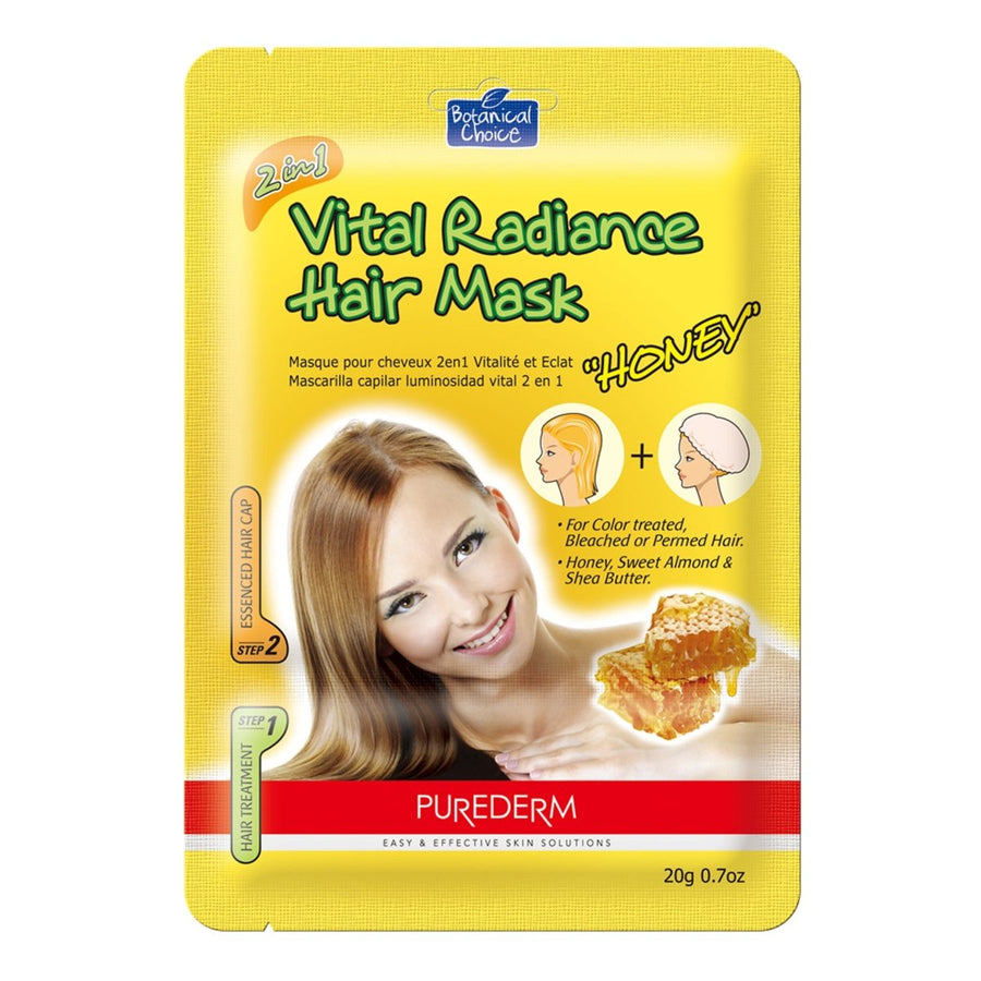 PUREDERM 2 - in - 1 Vital Radiance Hair Mask & Hair Cap 1Pcs - Honey Hair Care oceanbuy beauty markham toronto free ship USA asian korean skincare