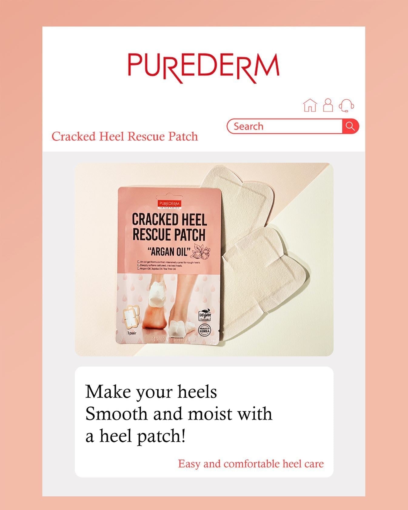 PUREDERM Cracked Heel Rescue Patch Argan Oil 1 Pair Health & Beauty oceanbuy.ca markham toronto free ship USA asian korean skincare