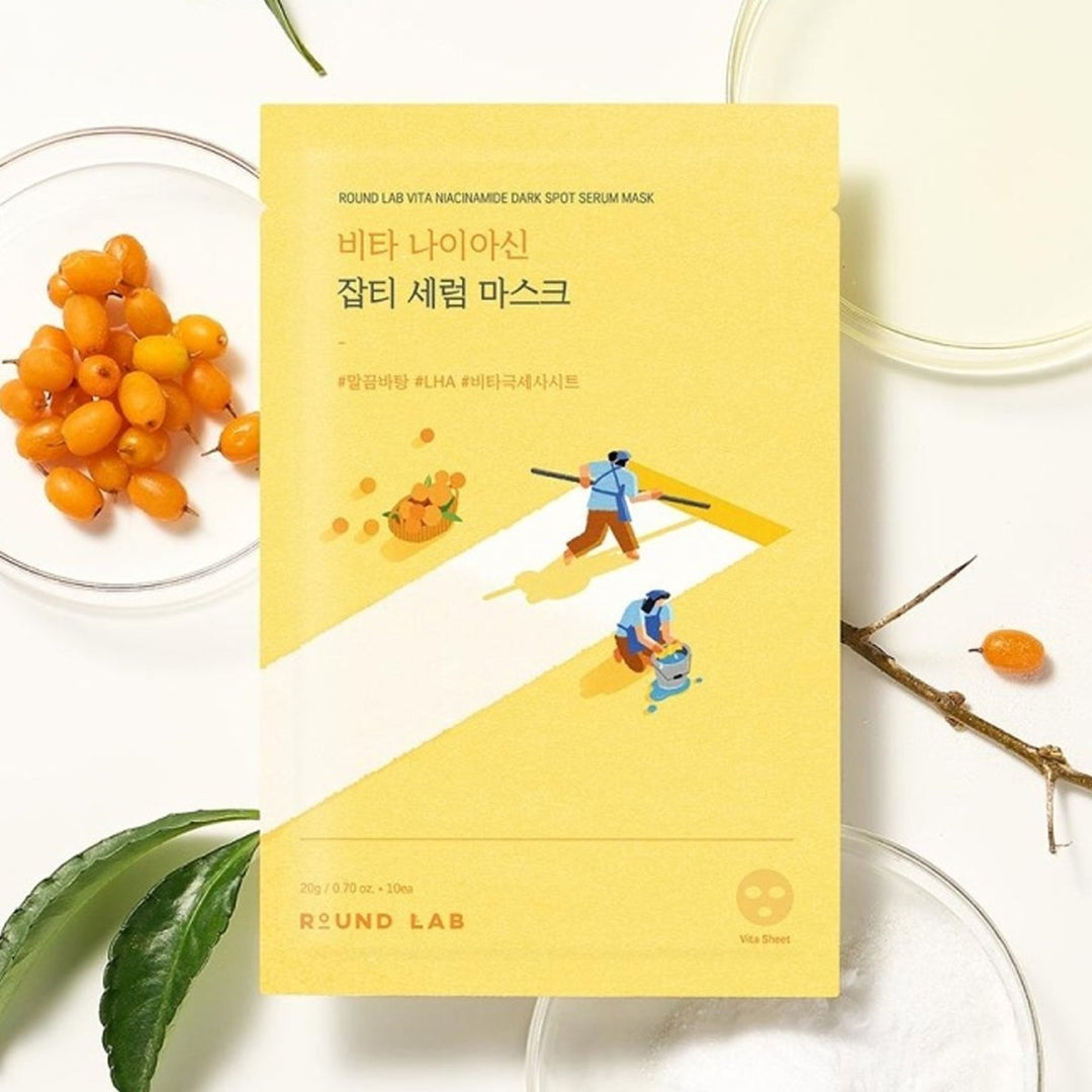 ROUND LAB Vita Niacinamide Dark Spot Serum Mask 10Pcs Health & Beauty oceanbuy beauty markham toronto free ship USA asian korean skincare