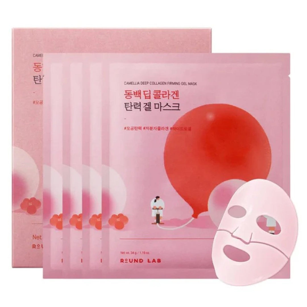 ROUND LAB Camellia Deep Collagen Firming Mask 4Pcs Health & Beauty