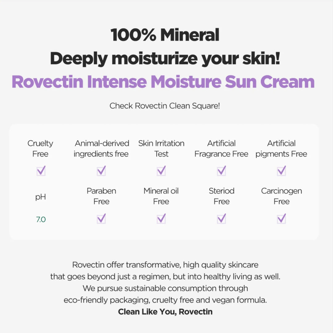 ROVECTIN Intense Moisture Sun Cream SPF50+ PA++++ 50ml Health & Beauty Kbeauty markham toronto free ship USA asian korean