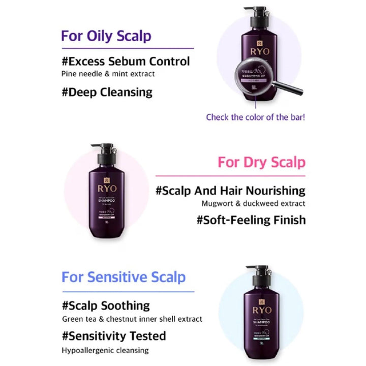 RYO Hair Strengthen Shampoo 400ml - 3 Types to Choose Hair Care oceanbuy beauty markham toronto free ship USA asian korean skincare