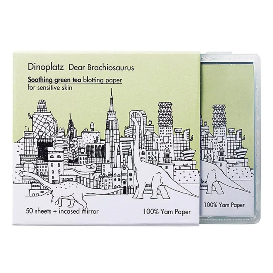 TOO COOL FOR SCHOOL Dinoplatz Dear Brachiosaurus Blotting Paper With Puff and Mirror 50 Sheets - 02 Green Tea Health & Beauty