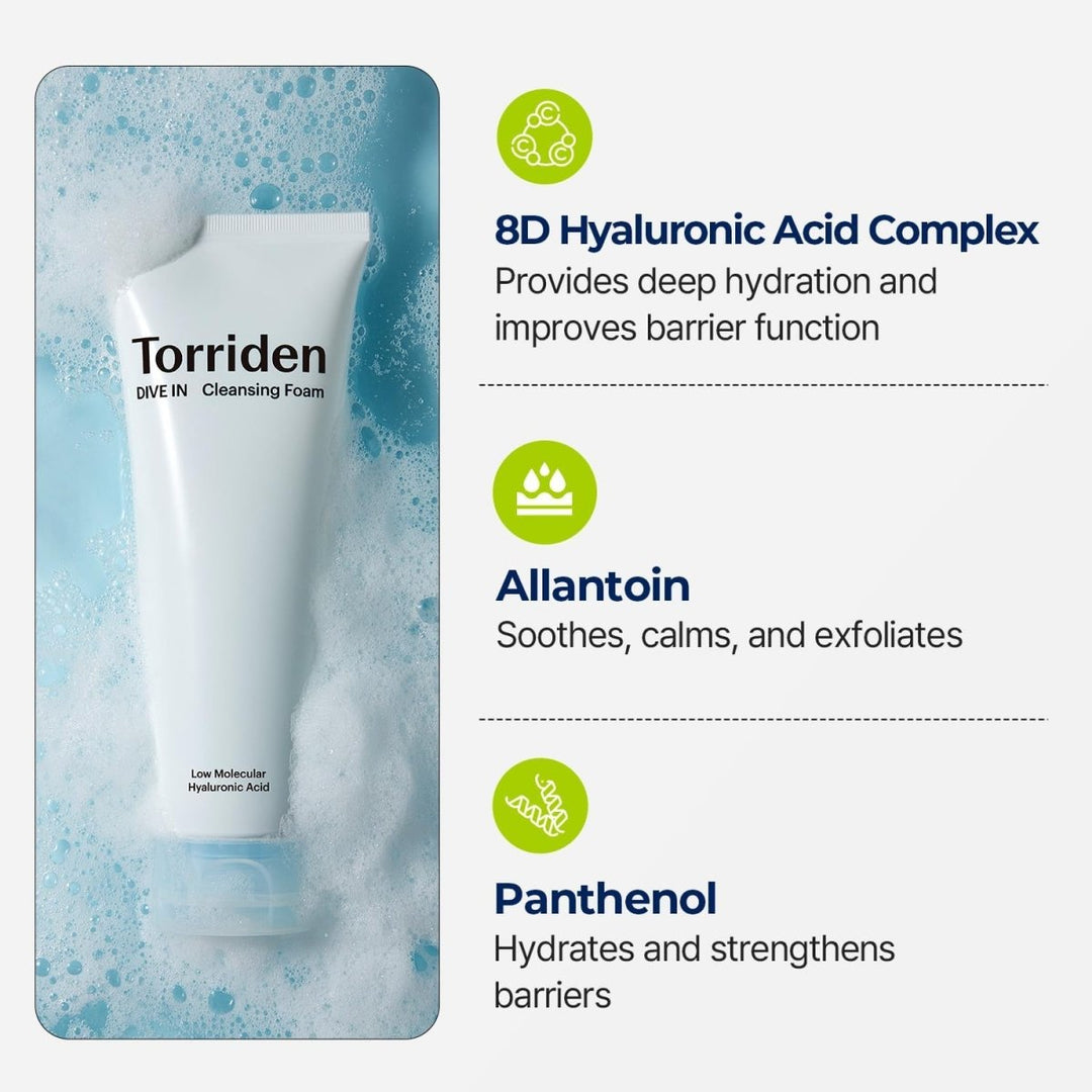 TORRIDEN DIVE - IN Low Molecular Hyaluronic Acid Cleansing Foam 150ml Health & Beauty oceanbuy beauty markham toronto free ship USA asian korean skincare