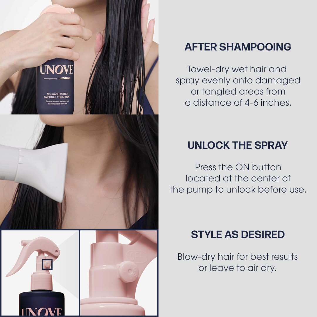 Light, non-sticky texture of UNOVE No-Wash Water Ampoule Treatment