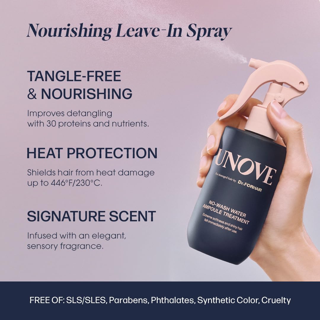 Applying UNOVE ampoule treatment for instant hair repair and shine