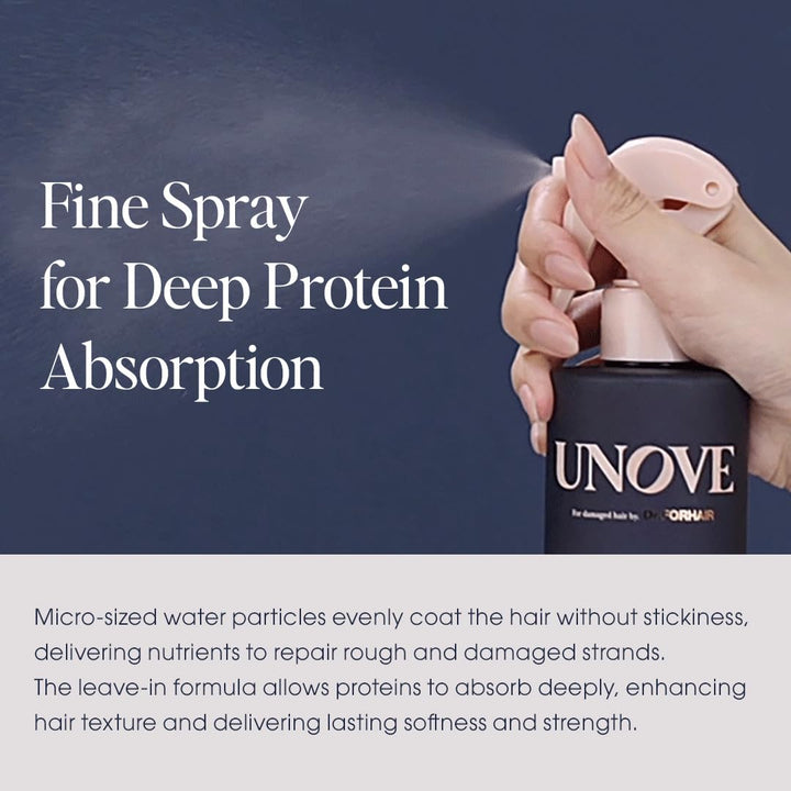 Applying UNOVE ampoule treatment for instant hair repair and shine