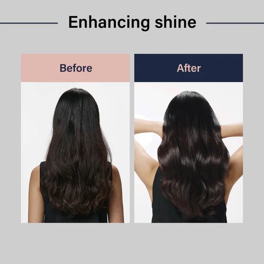 Before and after using UNOVE Silk Oil Essence – smooth and shiny hair